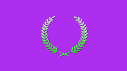Amazing green gradient 3d wheat icon on purple background