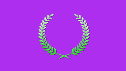 Amazing green gradient 3d wheat icon on purple background