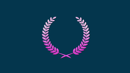 Amazing pink white gradient wheat icon on aqua dark background, New wreath icon