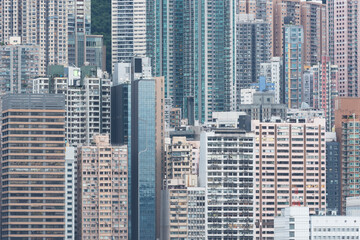 Fototapeta na wymiar Exterior of high rise buildings in downtown district of Hong Kong city