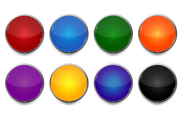 Abstract icon with colored buttons on blue background. Vector web button. Round shape. Stock image. EPS10.