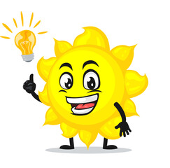 vector illustration of sun mascot or character got idea