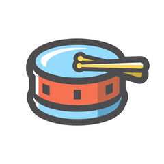 Drum with chopsticks Vector icon Cartoon illustration