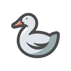Duck Domestic bird Vector icon Cartoon illustration