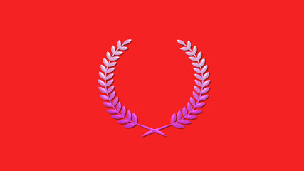 Amazing pink and white gradient 3d wheat logo icon on red background, New wheat icon