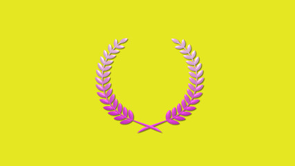 Pink and white gradient 3d wheat icon on yellow background