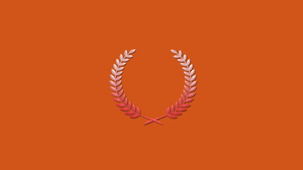 Best white and red gradient 3d wheat icon on brown background, Wreath icon