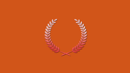 Best white and red gradient 3d wheat icon on brown background, Wreath icon