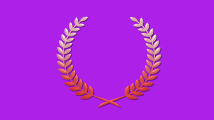 New red and white gradient 3d wheat icon on purple background, Best wreath icon