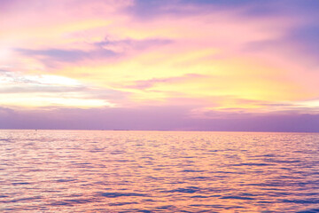 Naklejka na ściany i meble Pastel Sunset sky. Natural color over the sea.