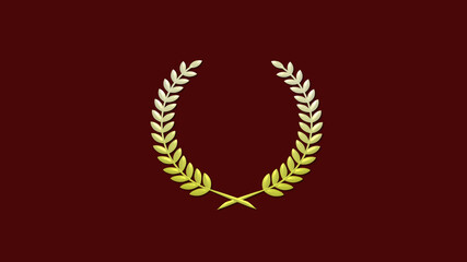 Amazing yellow gradient 3d wheat logo icon on red dark background