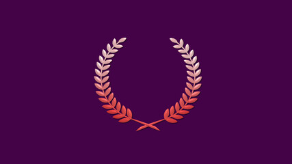 New red and white gradient 3d wheat icon on pink dark background, Wreath icon