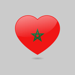 Vector Glossy Morocco Flag Heart