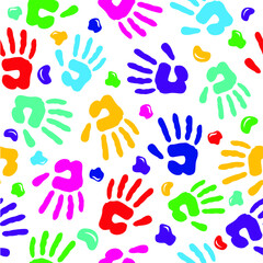 happy holi, class art school colorful hand print with white background