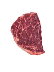 Marbled beef steak isolated on white background.