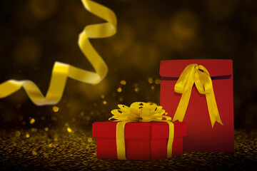 Gift box with a colorful sprinkle background