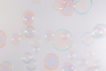 Beautiful pink soap bubbles texture background. Abstract, Natural fresh soapy summer pink background.