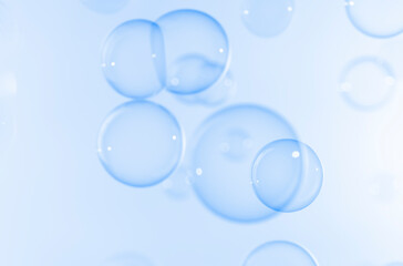 Transparent clear blue soap bubbles float texture background. Abstract, Natual fresh summer a blue texture.
