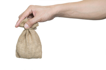 Hand of a woman carrying a purse money .concept saving money and investment concept