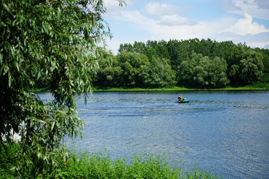 GIURGIU, ROMANIA - Jun 17, 2020: man on skyjet on Danube canal