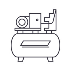 Air compressor icon, linear isolated illustration, thin line vector, web design sign, outline concept symbol with editable stroke on white background.