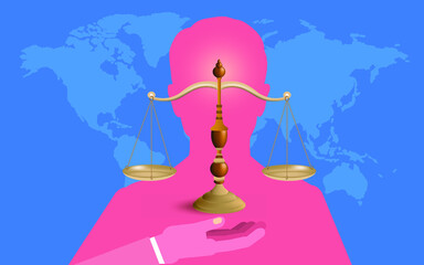 scales of justice isolated on Blue background