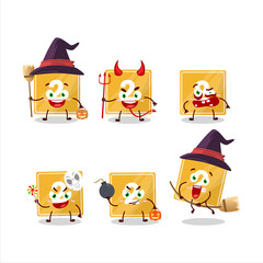 Halloween expression emoticons with cartoon character of toys block two