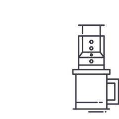 Aeropress icon, linear isolated illustration, thin line vector, web design sign, outline concept symbol with editable stroke on white background.