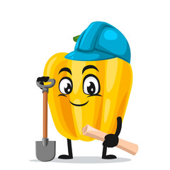 vector illustration of paprika mascot or character wearing builder costume