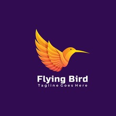 Vector Logo Illustration Flying Bird Gradient Colorful Style.