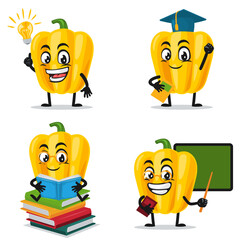 vector illustration of paprika mascot or character collection set with education theme