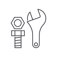 Adjustable wrench icon, linear isolated illustration, thin line vector, web design sign, outline concept symbol with editable stroke on white background.