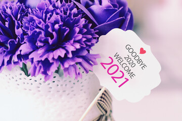 Goodbye 2020 welcome 2021 with decoration.