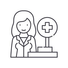 Actuary icon, linear isolated illustration, thin line vector, web design sign, outline concept symbol with editable stroke on white background.