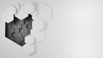 hexagon shape white background abstract 3D render