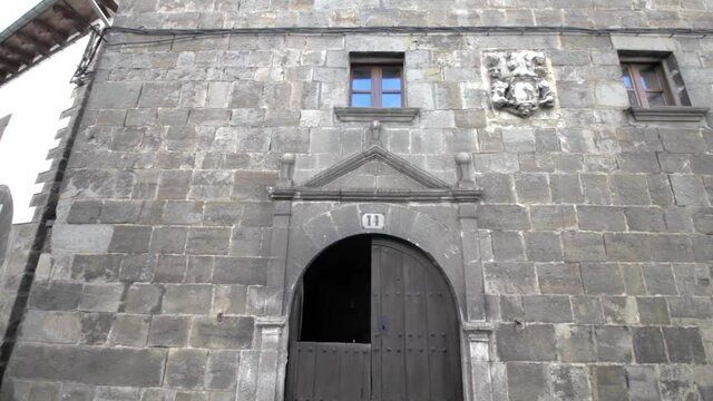 Facade of old building  in Otsagabia / Ochagavía , Navarra, Spain
