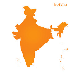 saffron India map hindusthan isolated on white background illustration