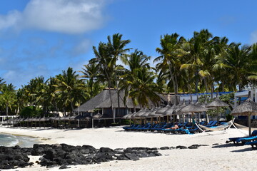 Resort facilities on a tropical beach.