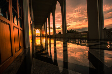 Landscape of central mosque at twilight time, Hat yai,Songkhla, Beautiful destination place of southern part Thailand and Asia