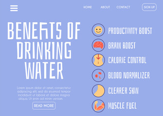 Information about benefits drinking water in human body a vector illustration