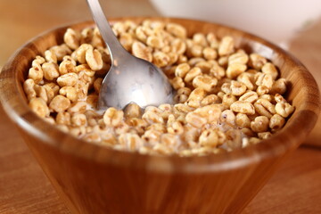 Whole Wheat Honey Puffs Cereal with Milk