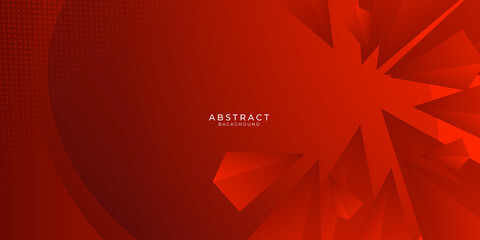 Red abstract presentation background with triangles and shiny 3d element. Vector illustration design for presentation, banner, cover, web, flyer, card, poster, wallpaper, texture, slide, magazine