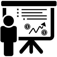 
A bar graph representation, solid icon design of a line chart
