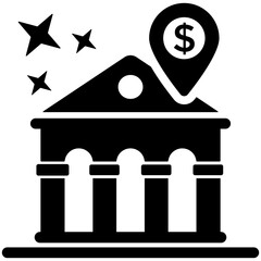 
A solid icon architectural design showing bank
