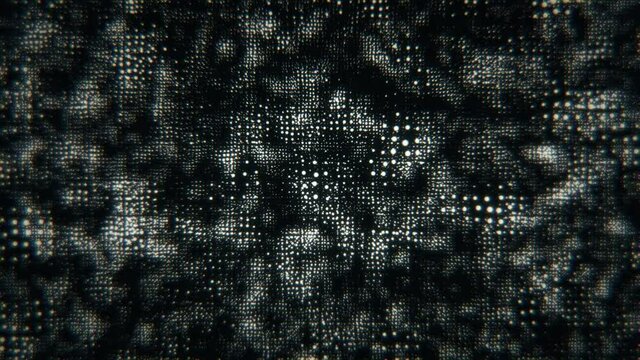 Abstract Monocolor Glowing Spots. Graphic Rippled Texture. Slow Motion Liquid Effect Shimmering Surface. Footage For Led Screen. 4K Animated Background Loop 