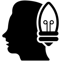 
A person with bulb showing solution concept, glyph icon design
