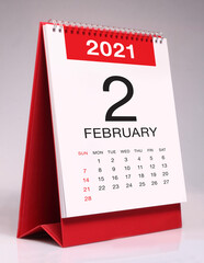 Simple desk calendar 2021 - February