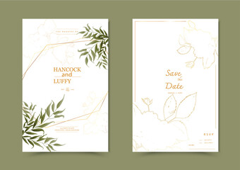  Beautiful background with watercolor floral wedding invitation card template.