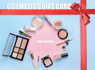 Mockup of gift certificate for makeup cosmetics