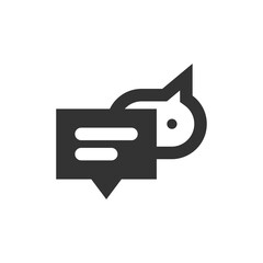 Speech bubble and dialog balloon filled style vector icon. Isolated chat sign on white background